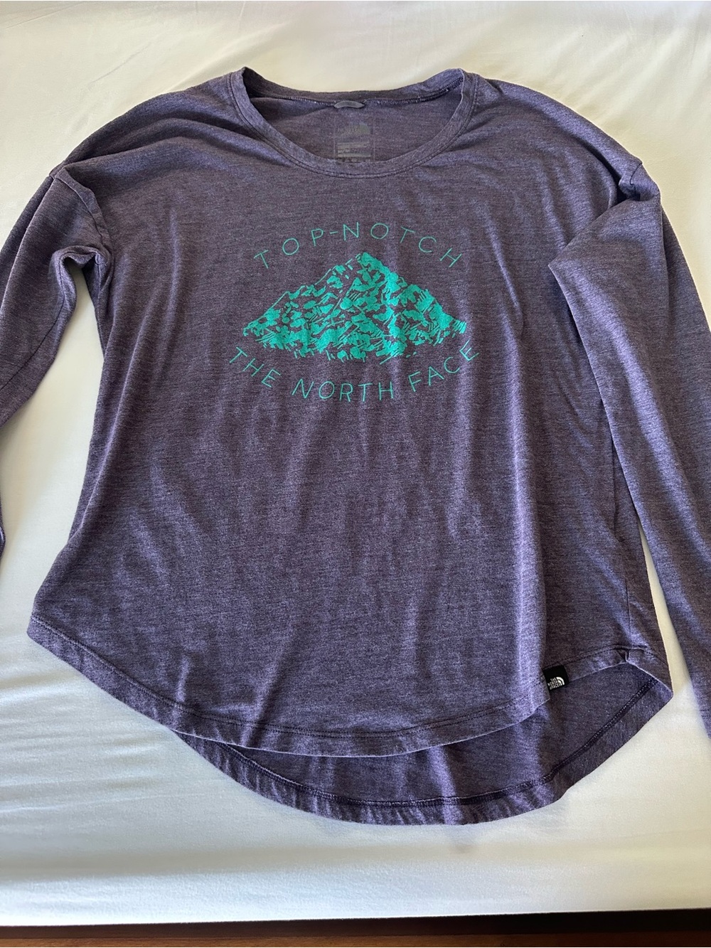 The North Face Purple Long Sleeve Tee with Teal Mountain Logo - Picture 3 of 9